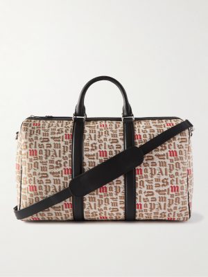 8 Moncler Palm Angels Leather-Trimmed Logo-Jacquard Weekend Bag