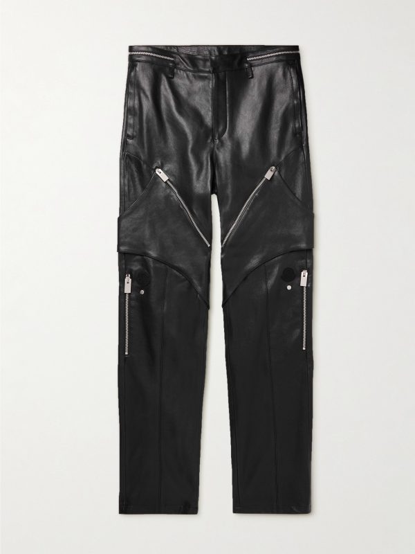 + Alyx Straight-Leg Panelled Zip-Embellished Leather Trousers + Alyx Straight-Leg Panelled Zip-Embellished Leather Trousers