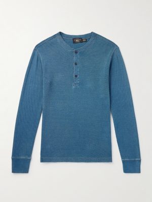 Textured-Cotton Henley T-Shirt