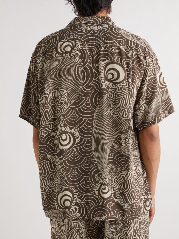 Convertible-Collar Printed Woven Shirt - BK Convertible-Collar Printed Woven Shirt - BK