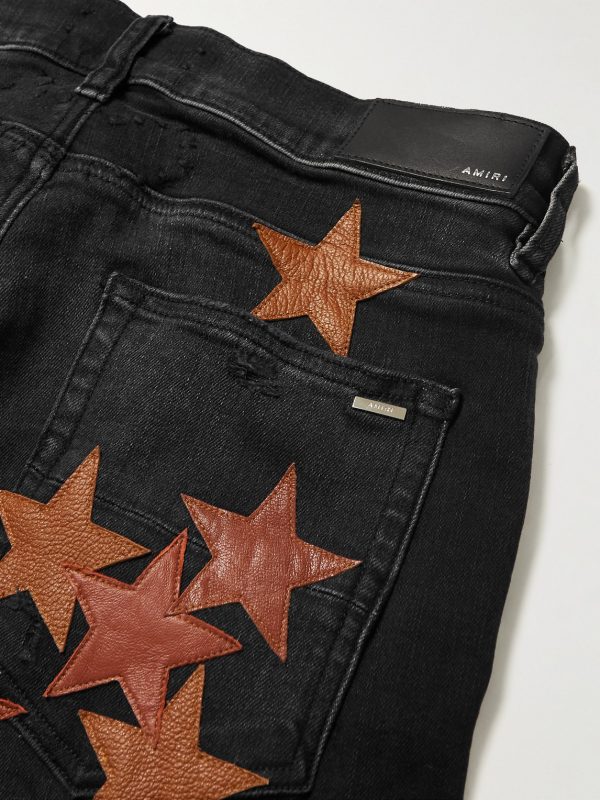 + Chemist Skinny-Fit Leather-Appliquéd Distressed Jeans - CU + Chemist Skinny-Fit Leather-Appliquéd Distressed Jeans - CU
