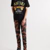 + Chemist Skinny-Fit Leather-Appliquéd Distressed Jeans - OU + Chemist Skinny-Fit Leather-Appliquéd Distressed Jeans - OU