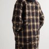 Distressed Checked Quilted Cotton-Flannel Shirt Jacket - BK Distressed Checked Quilted Cotton-Flannel Shirt Jacket - BK