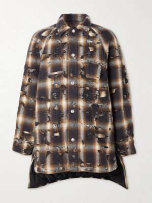 Distressed Checked Quilted Cotton-Flannel Shirt Jacket Distressed Checked Quilted Cotton-Flannel Shirt Jacket