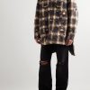 Distressed Checked Quilted Cotton-Flannel Shirt Jacket - OU Distressed Checked Quilted Cotton-Flannel Shirt Jacket - OU