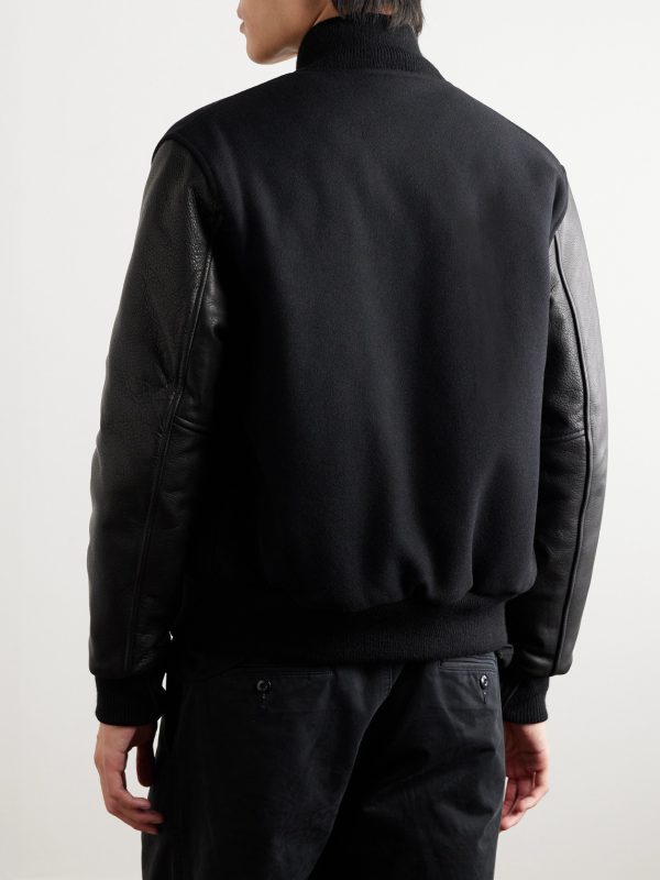 The Albany Wool-Blend and Leather Varsity Jacket - BK The Albany Wool-Blend and Leather Varsity Jacket - BK