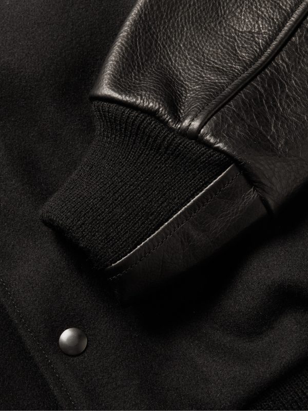 The Albany Wool-Blend and Leather Varsity Jacket - E1 The Albany Wool-Blend and Leather Varsity Jacket - E1