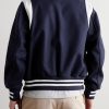 The Hayes Leather-Panelled Wool-Blend Varsity Jacket - BK