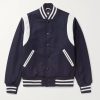 The Hayes Leather-Panelled Wool-Blend Varsity Jacket