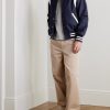 The Hayes Leather-Panelled Wool-Blend Varsity Jacket - OU