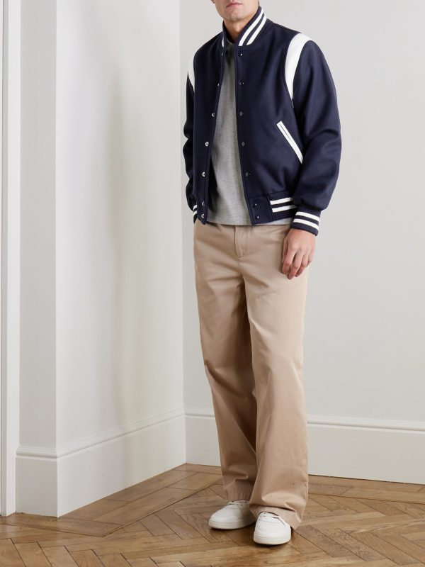 The Hayes Leather-Panelled Wool-Blend Varsity Jacket - OU