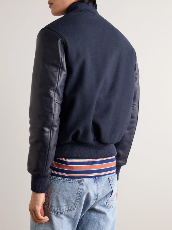 The Albany Wool-Blend and Leather Varsity Jacket - BK The Albany Wool-Blend and Leather Varsity Jacket - BK
