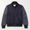 The Albany Wool-Blend and Leather Varsity Jacket The Albany Wool-Blend and Leather Varsity Jacket