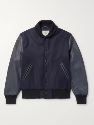 The Albany Wool-Blend and Leather Varsity Jacket The Albany Wool-Blend and Leather Varsity Jacket