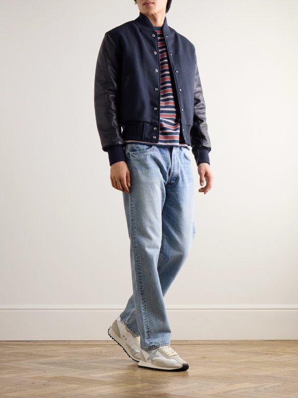 The Albany Wool-Blend and Leather Varsity Jacket - OU The Albany Wool-Blend and Leather Varsity Jacket - OU