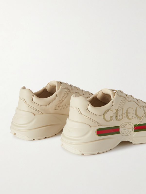 Rhyton Logo-Print Leather Sneakers - BK Rhyton Logo-Print Leather Sneakers - BK