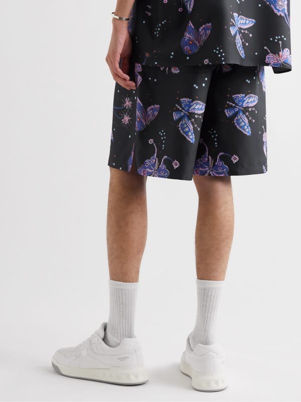 Wide-Leg Printed Silk Shorts - BK Wide-Leg Printed Silk Shorts - BK