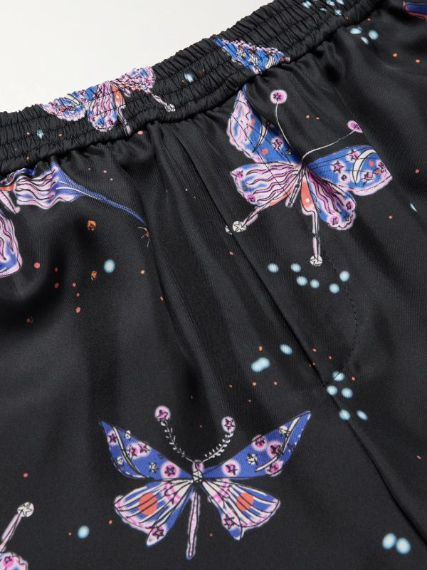 Wide-Leg Printed Silk Shorts - E1 Wide-Leg Printed Silk Shorts - E1