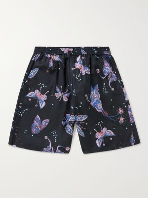 Wide-Leg Printed Silk Shorts