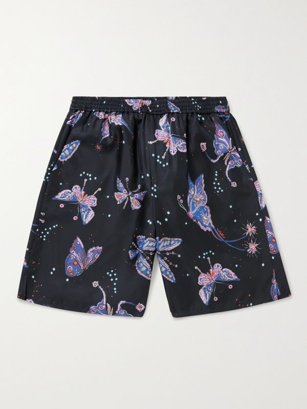 Wide-Leg Printed Silk Shorts Wide-Leg Printed Silk Shorts