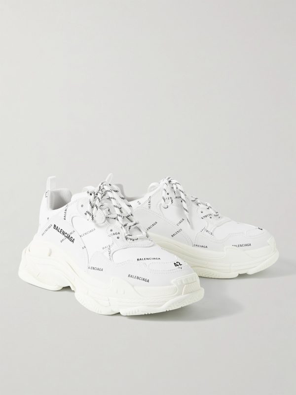 Triple S Logo-Print Faux Leather Sneakers - FR