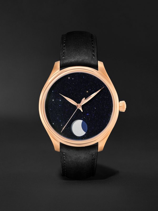 Endeavour Perpetual Moon Limited Edition Hand-Wound 42mm 18-Karat Red Gold and Leather Watch, Ref. No. 1801-0402