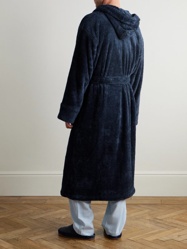 Logo-Embroidered Fleece Hooded Robe - BK