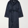 Logo-Embroidered Fleece Hooded Robe
