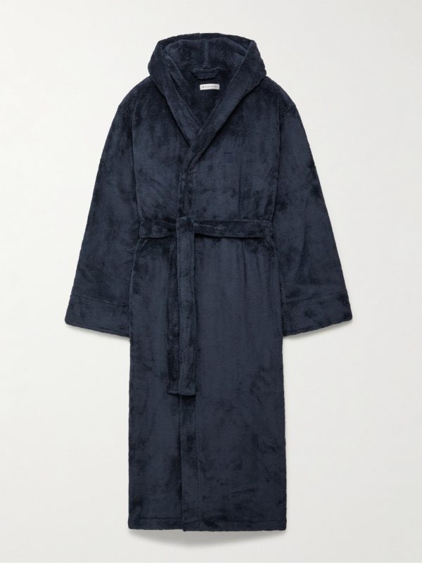Logo-Embroidered Fleece Hooded Robe