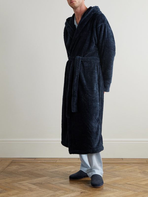 Logo-Embroidered Fleece Hooded Robe - OU