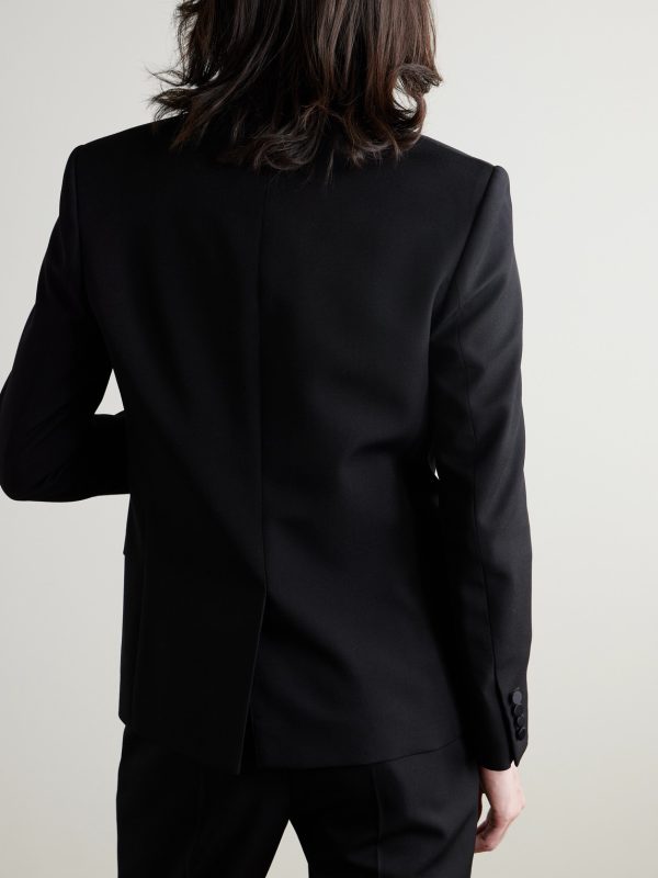 Slim-Fit Satin-Trimmed Wool Blazer - BK