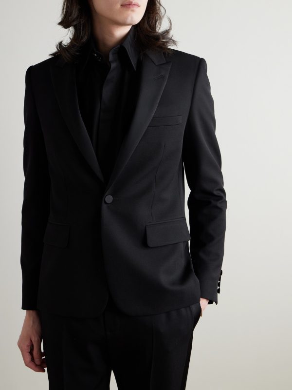 Slim-Fit Satin-Trimmed Wool Blazer - FR