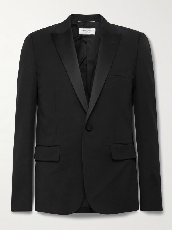 Slim-Fit Satin-Trimmed Wool Blazer