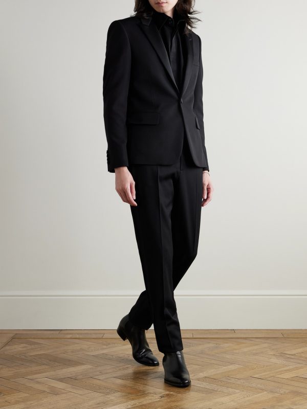 Slim-Fit Satin-Trimmed Wool Blazer - OU