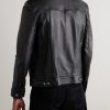 Slim-Fit Leather Trucker Jacket - BK Slim-Fit Leather Trucker Jacket - BK