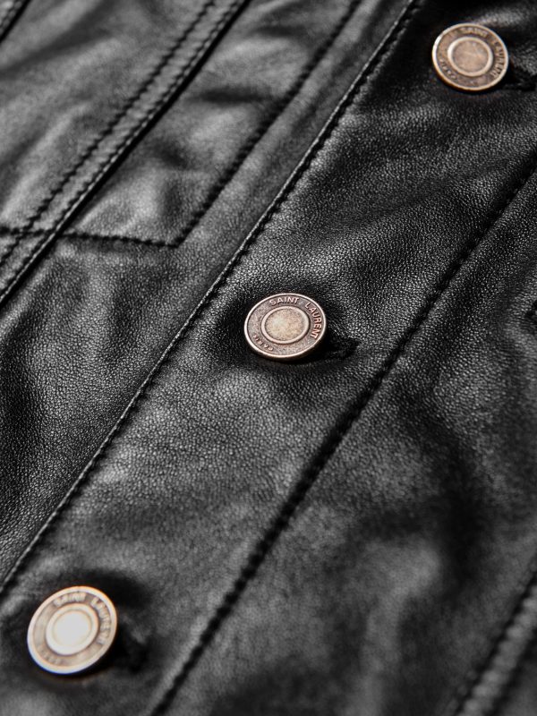 Slim-Fit Leather Trucker Jacket - E1 Slim-Fit Leather Trucker Jacket - E1