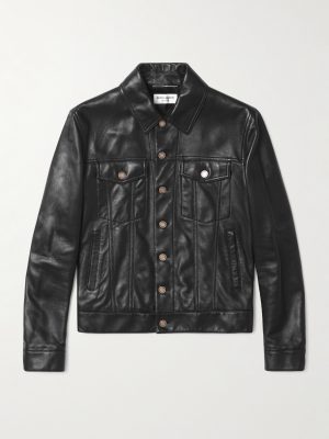 Slim-Fit Leather Trucker Jacket