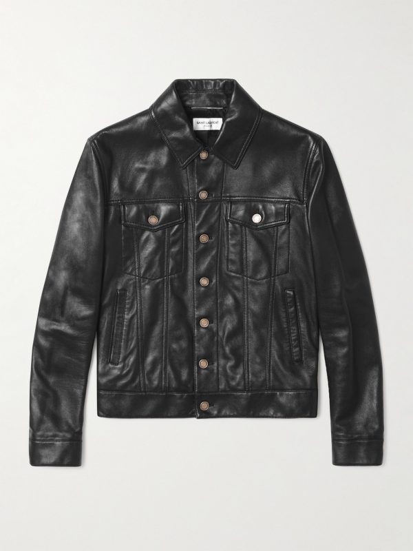Slim-Fit Leather Trucker Jacket Slim-Fit Leather Trucker Jacket