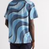 Irregular Wave Printed Organic Cotton Shirt - BK