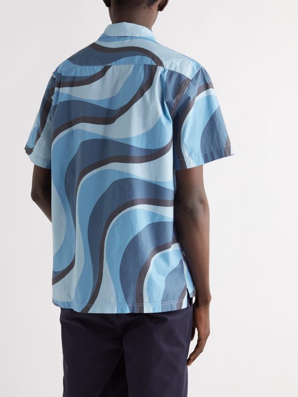 Irregular Wave Printed Organic Cotton Shirt - BK