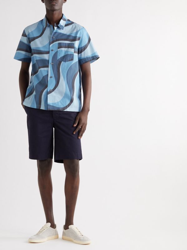 Irregular Wave Printed Organic Cotton Shirt - OU