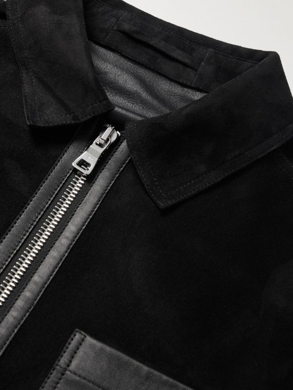 Leather-Trimmed Suede Jacket - CU