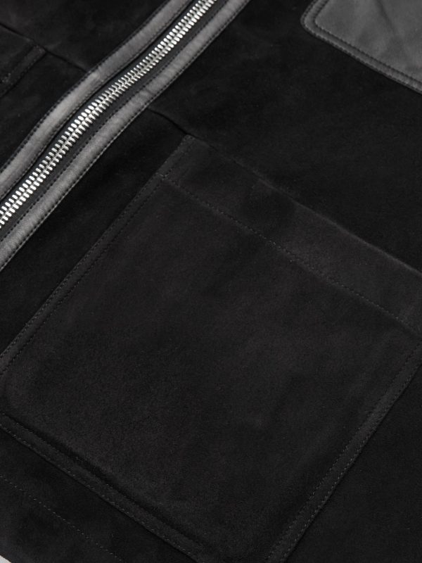Leather-Trimmed Suede Jacket - E1
