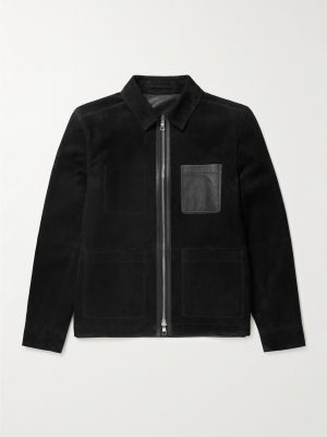 Leather-Trimmed Suede Jacket