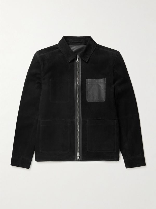 Leather-Trimmed Suede Jacket