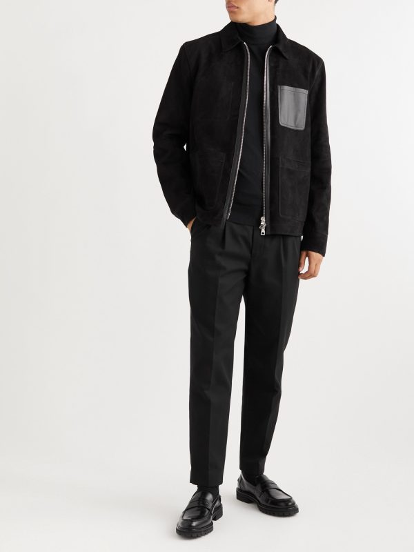 Leather-Trimmed Suede Jacket - OU