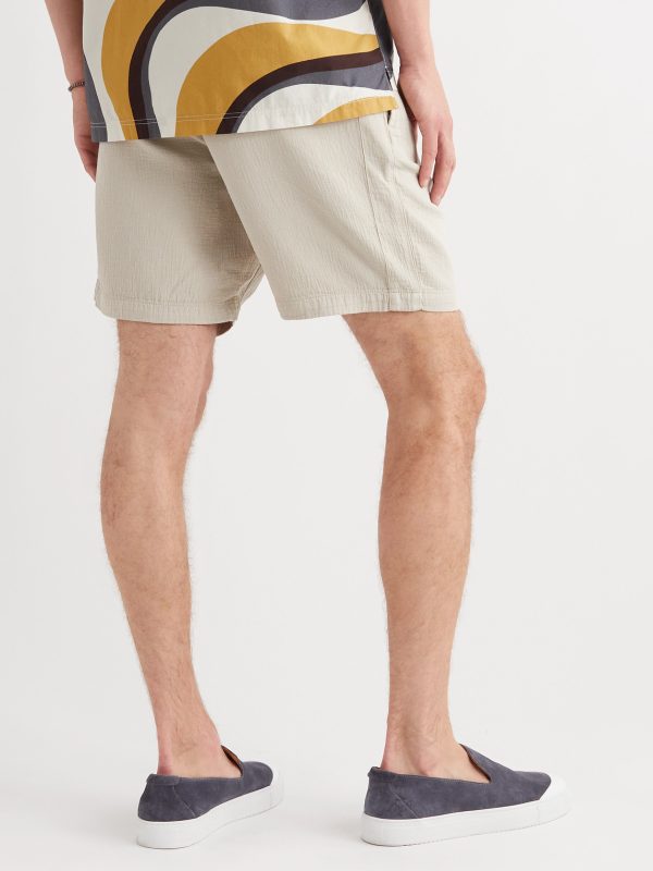 Straight-Leg Textured Cotton-Dobby Drawstring Shorts - BK Straight-Leg Textured Cotton-Dobby Drawstring Shorts - BK