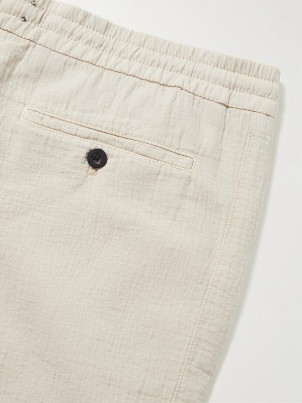 Straight-Leg Textured Cotton-Dobby Drawstring Shorts - CU Straight-Leg Textured Cotton-Dobby Drawstring Shorts - CU