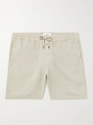 Straight-Leg Textured Cotton-Dobby Drawstring Shorts