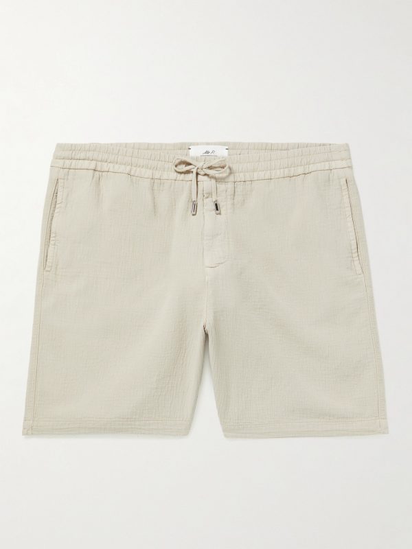 Straight-Leg Textured Cotton-Dobby Drawstring Shorts Straight-Leg Textured Cotton-Dobby Drawstring Shorts